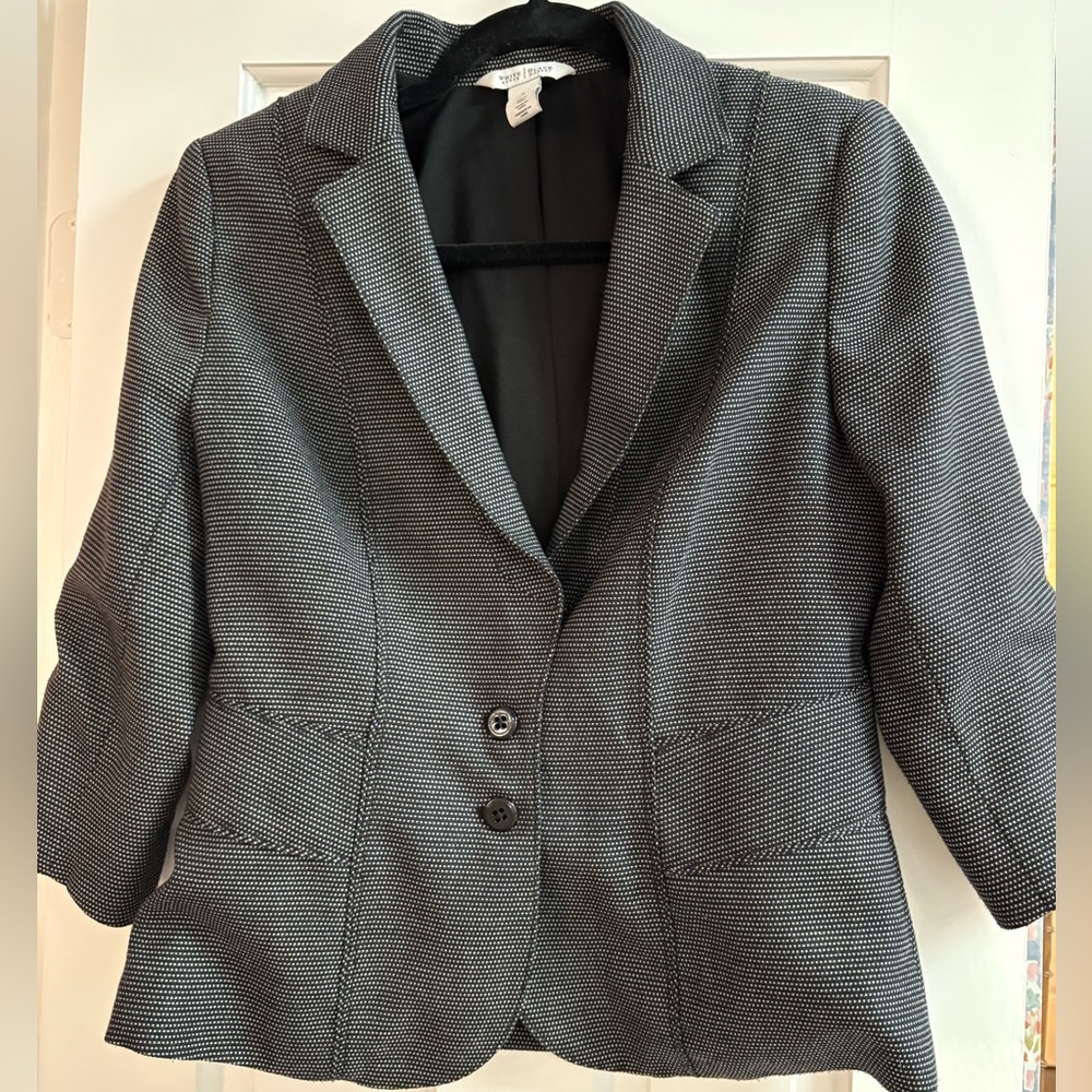 White House Black Market Textured Gray Blazer with 3/4 length sleeves